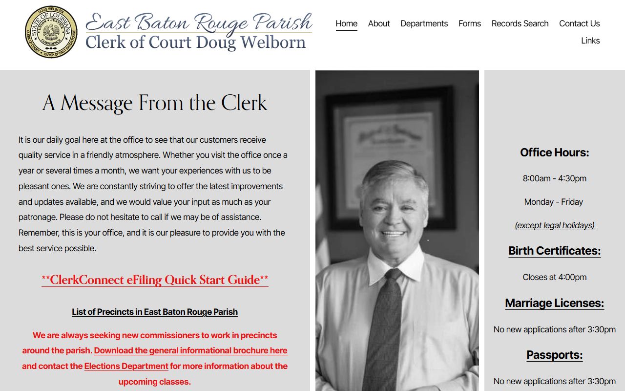 East Baton Rouge Parish Clerk of Court website for Baton Rouge dissolution of marriage records