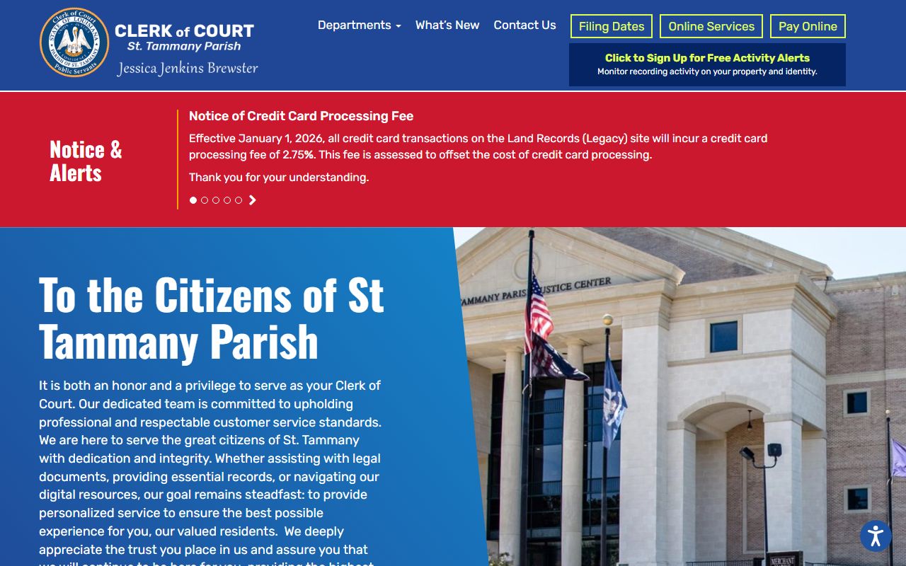 St. Tammany Parish Clerk of Court website for Slidell dissolution of marriage records
