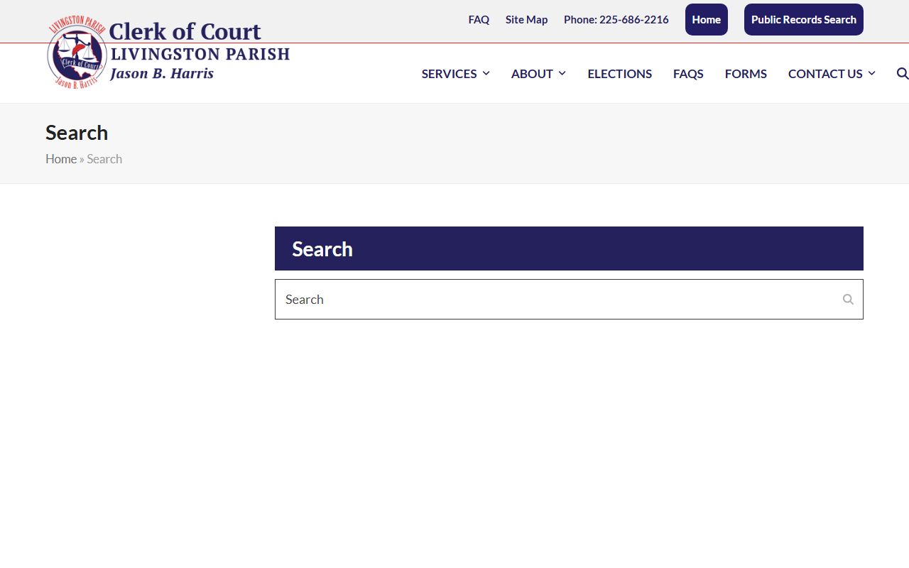 Livingston Parish Clerk online case search portal for dissolution of marriage records