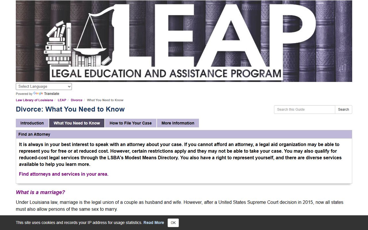 Law Library of Louisiana dissolution of marriage legal research guide